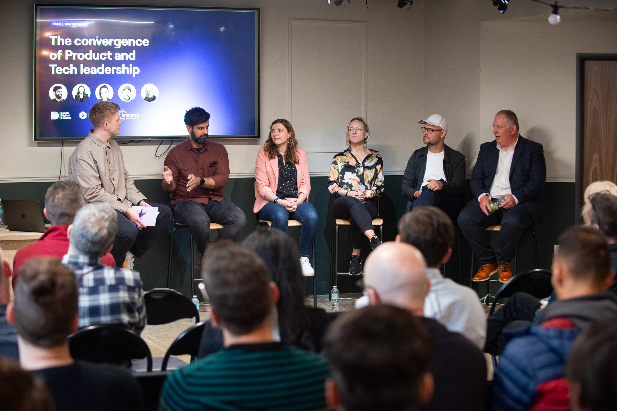 Picture:(Left to right) Sam Quayle, Co-founder of Hyperact leading the panel with  Jaz, Holly, Anna, Rich and Jon